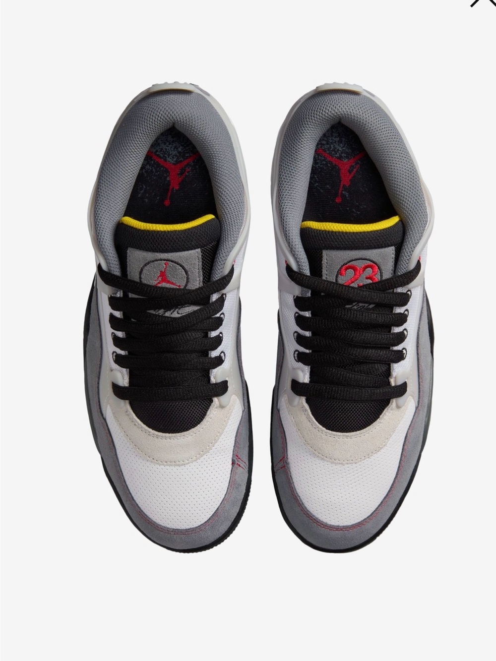 Jordan Air Jordan 4 RM PRM- White, Gray, Black with Red & Yellow Accents